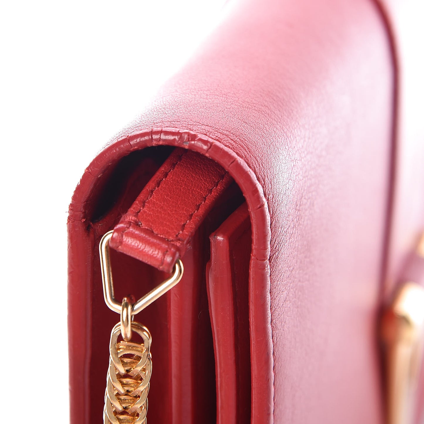 Calfskin Classic Y Ligne Chain Wallet Red