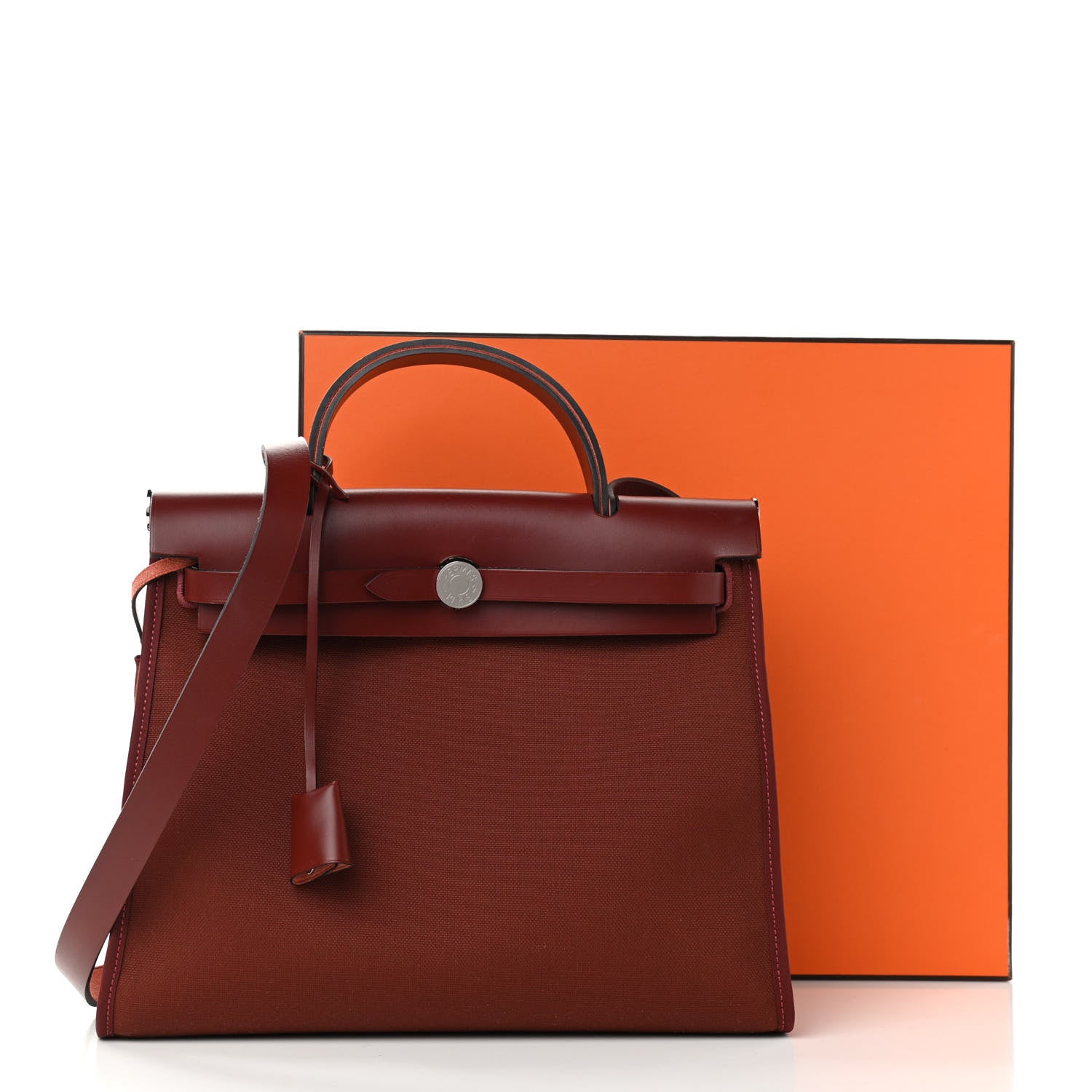 Hermes Vache Hunter Toile Herbag Zip 31 PM Rouge H 12 of 12