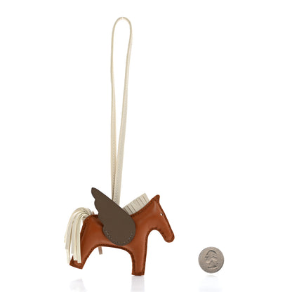 Hermes Milo Lambskin Grigri Rodeo Pegase Horse Bag Charm PM Gold Craie Etoupe 2 of 4