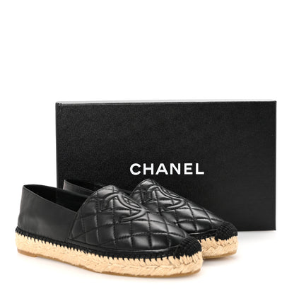 Chanel Lambskin Quilted CC Espadrilles 36 Black 10 of 10