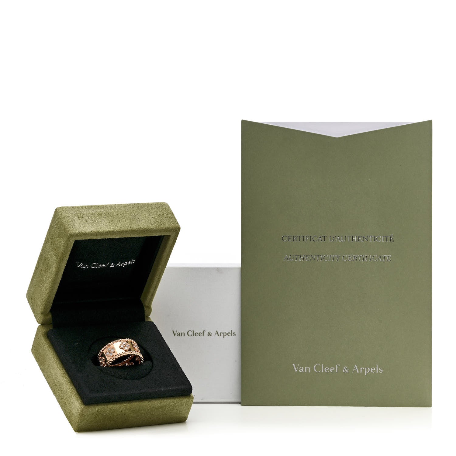 Van Cleef & Arpels 18K Rose Gold Diamond Medium Perlee Clovers Ring 56 7.75 5 of 5