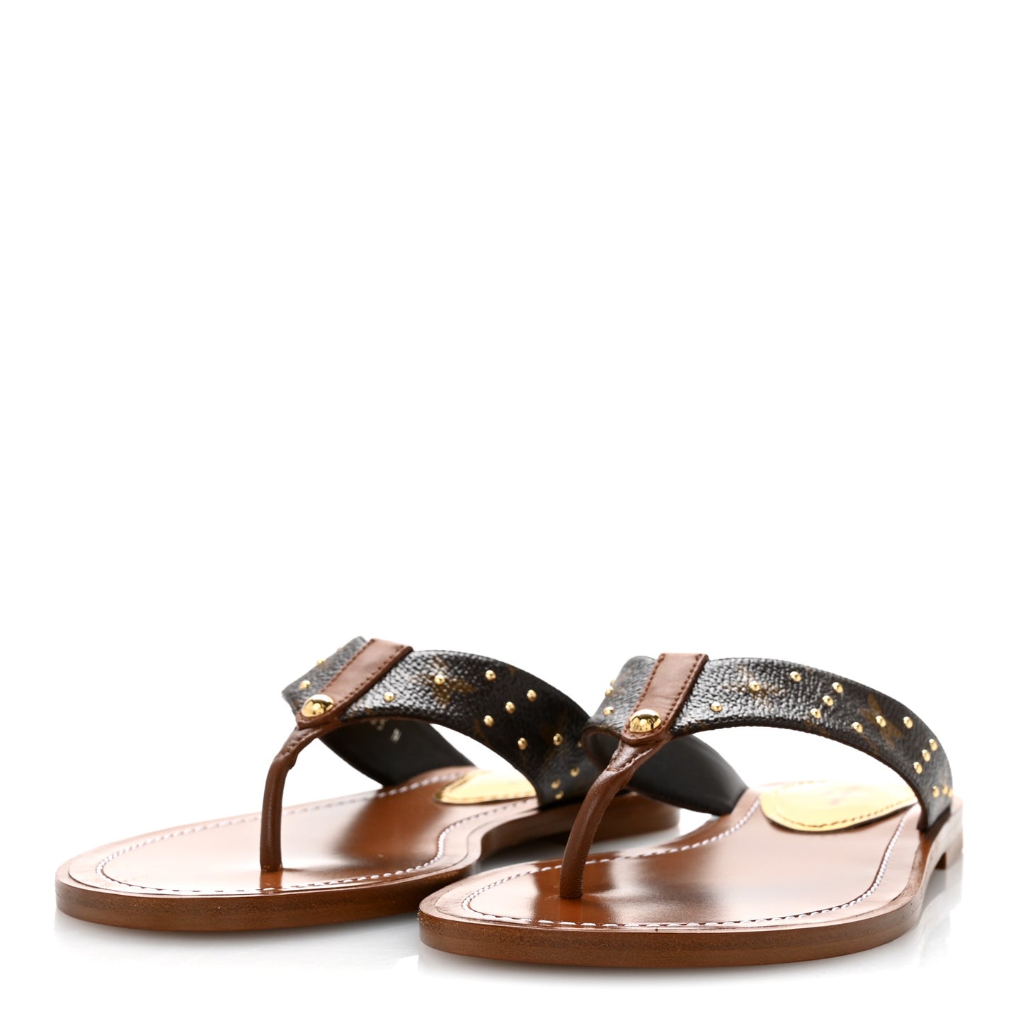 Monogram Sunny Flat Thong Sandals 35 Brown