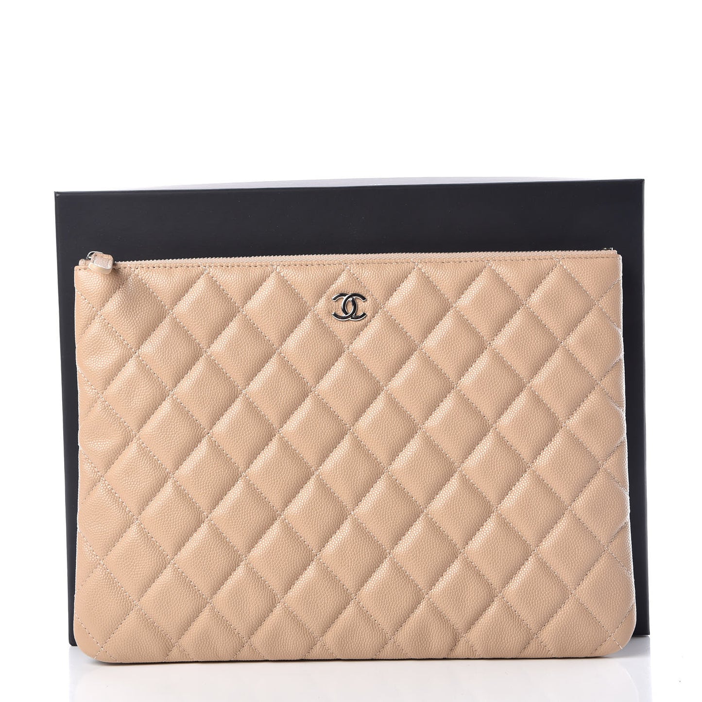 Caviar Quilted Medium Cosmetic Case Beige