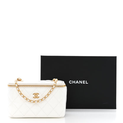 Chanel Patent Enamel Quilted Small Coco Hearts Vanity Case With Chain White 11 of 11