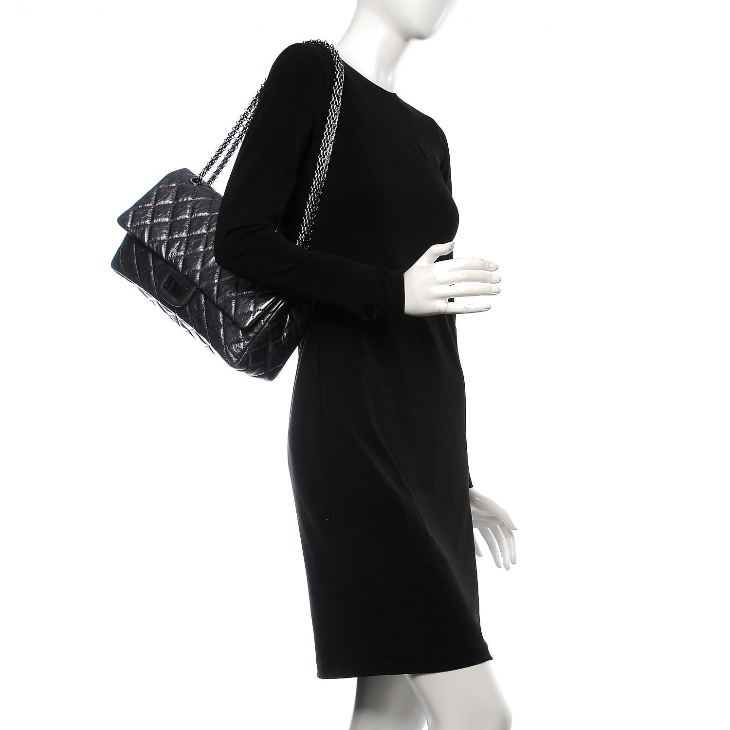 Chanel Metallic Aged Calfskin Quilted 2.55 Reissue 227 Flap Dark Silver 2 of 8