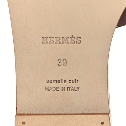 Hermes Box Calfskin Oran Sandals 39 Gold 7 of 9