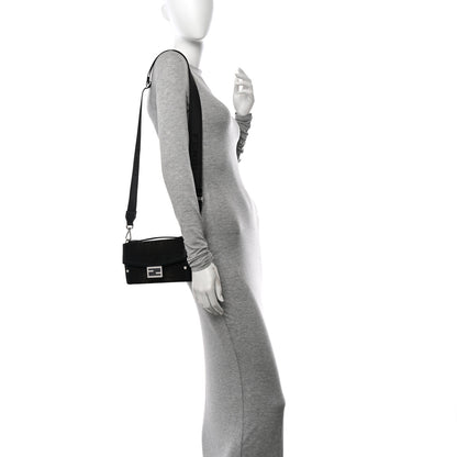 Fendi FF Eclissi Jacquard Vitello King Baguette Soft Trunk Tobacco Moro Black 2 of 12