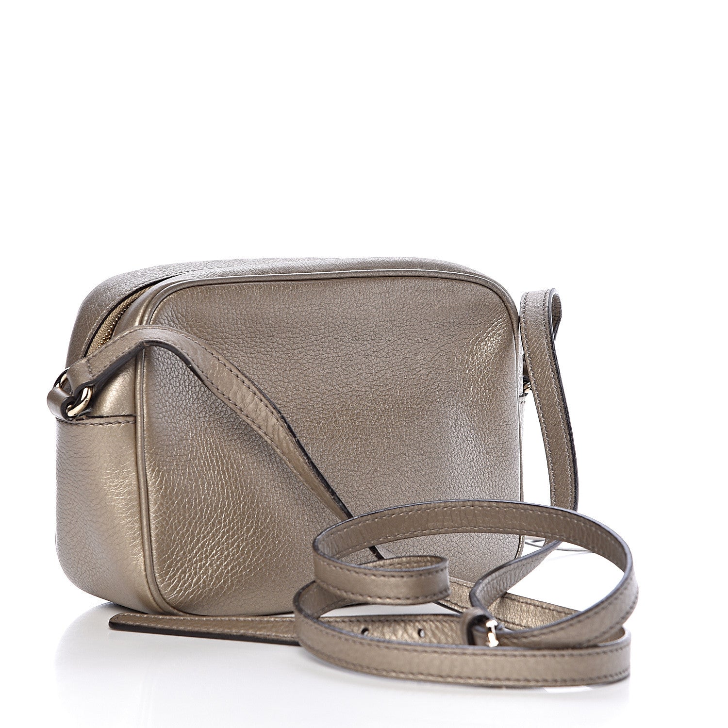 Gucci Metallic Pebbled Calfskin Small Soho Disco Bag Golden Beige 3 of 12