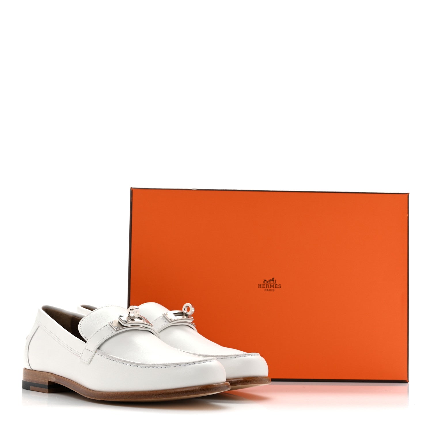 Hermes Calfskin Womens Destin Loafers 36 White 12 of 12