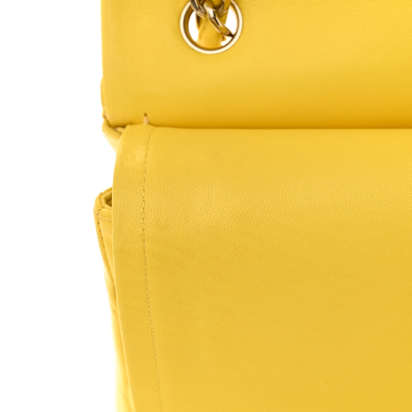Lambskin Quilted Jumbo Double Flap Yellow