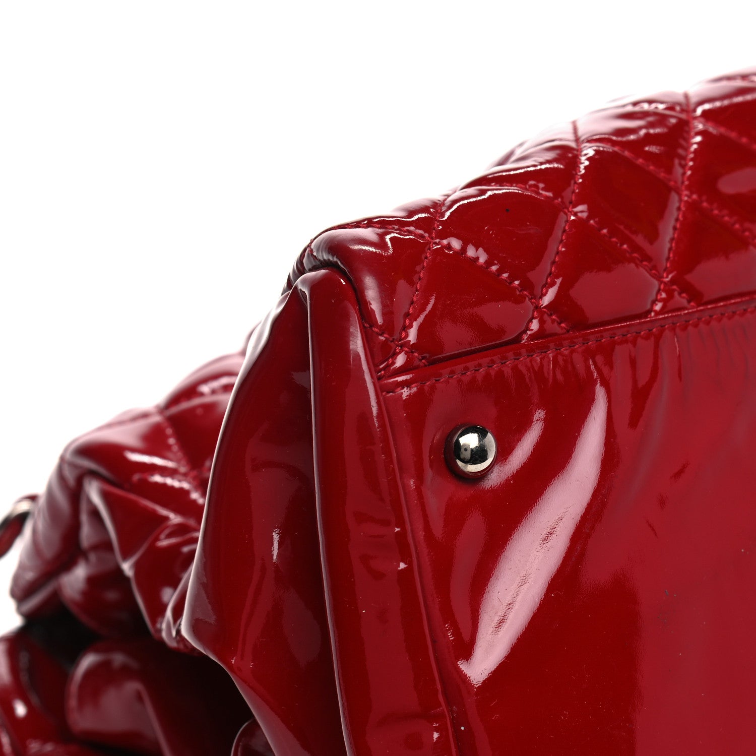 Chanel Patent Quilted Large Just Mademoiselle Bowling Bag Red 5 of 12