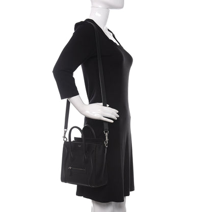 Celine Drummed Calfskin Nano Luggage Black 2 of 11