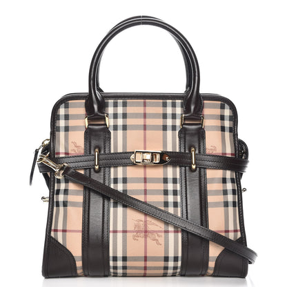 Burberry Haymarket Check Minford Portrait Tote Chocolate 1 of 11