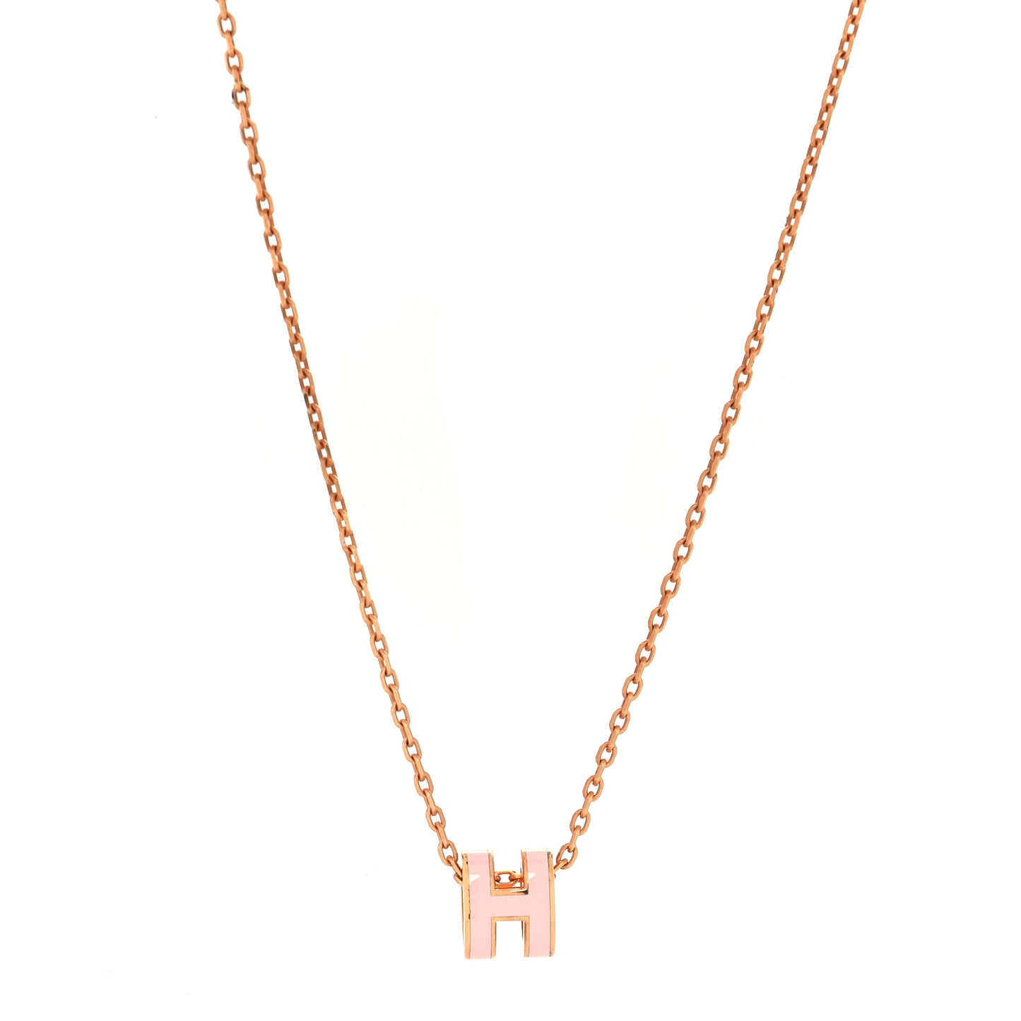 Lacquered Rose Gold Mini Pop H Pendant Necklace Rose Dragee