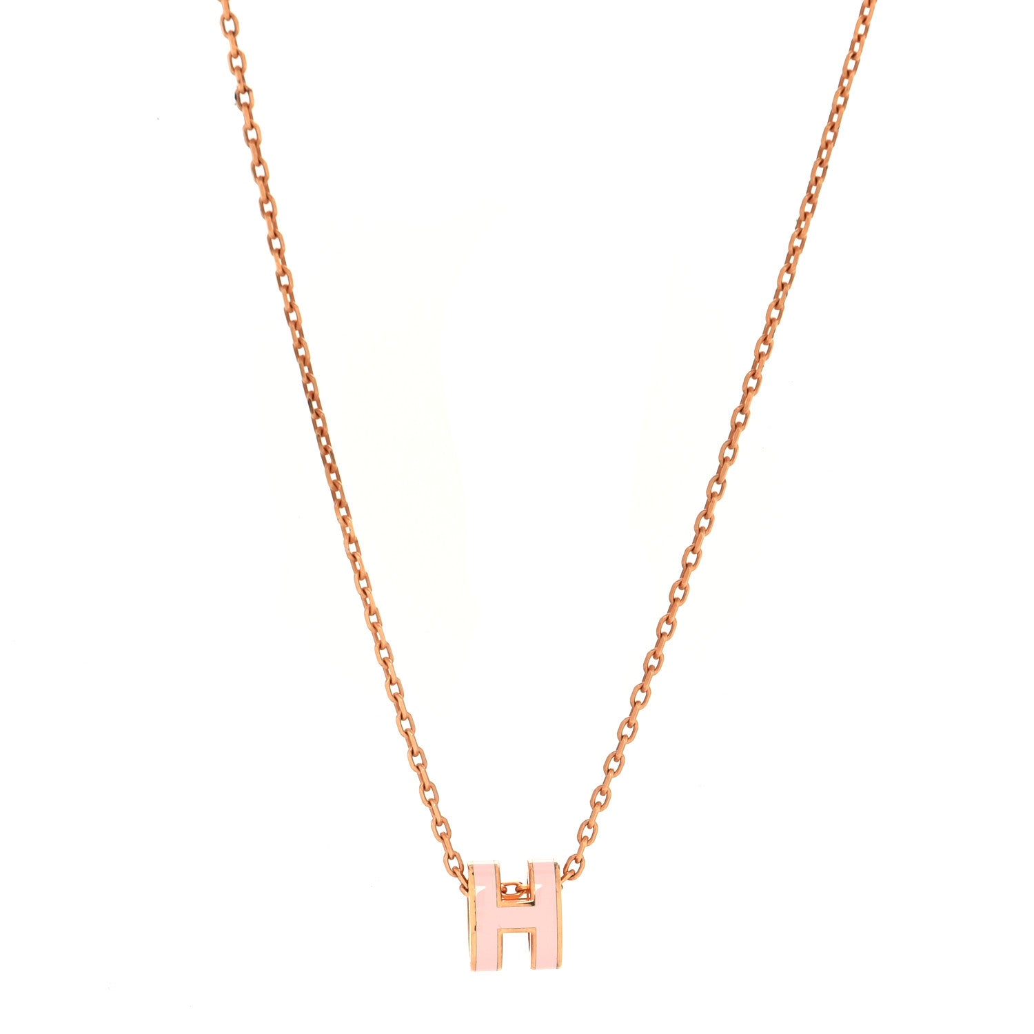 Hermes Lacquered Rose Gold Mini Pop H Pendant Necklace Rose Dragee 2 of 5