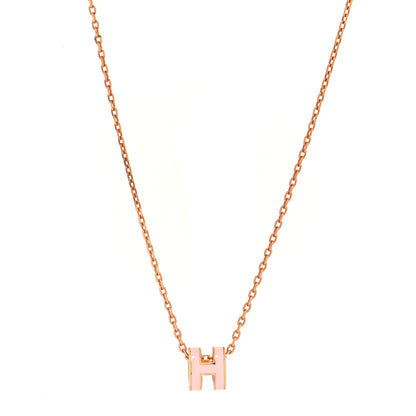 Hermes Lacquered Rose Gold Mini Pop H Pendant Necklace Rose Dragee 2 of 5