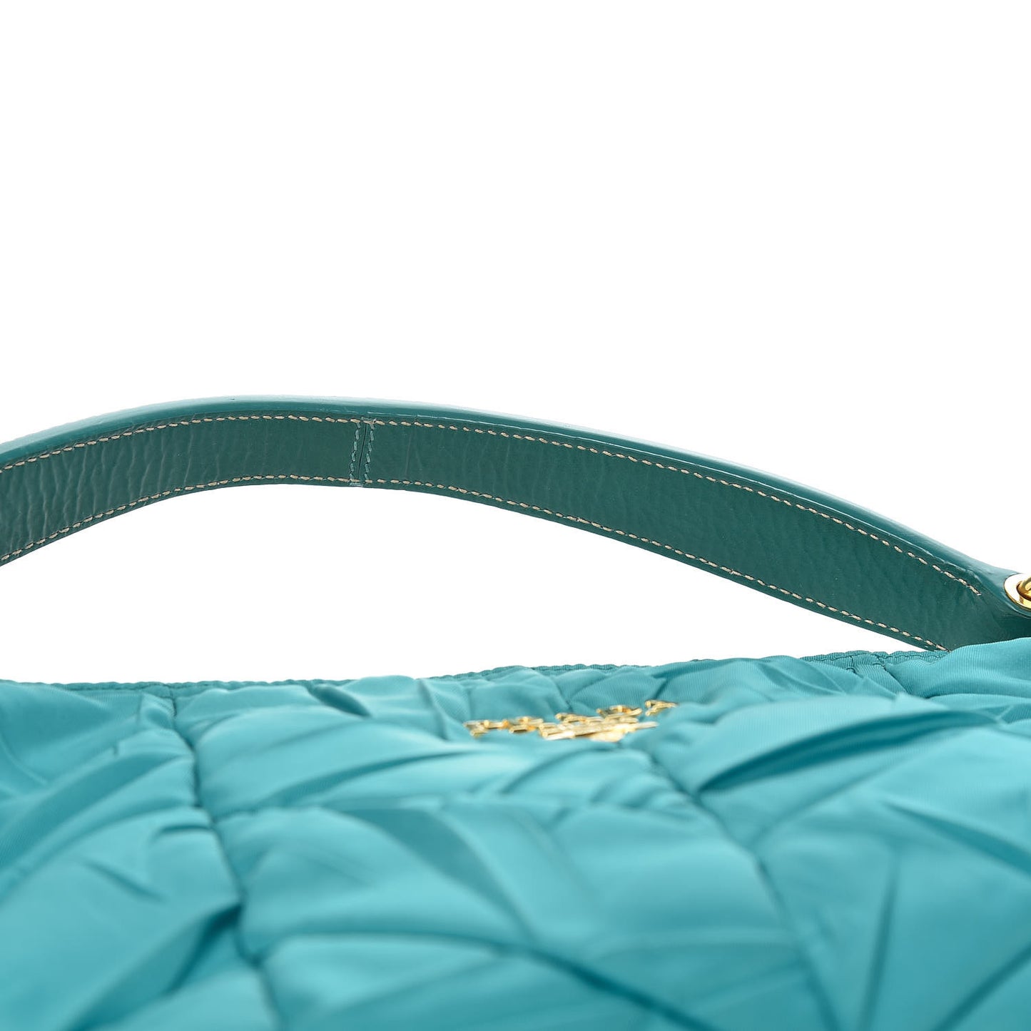 Tessuto Nylon Chevron Quilted Shoulder Bag Turchese