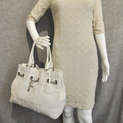 Christian Dior Lambskin Cannage Overstitching Chri Chri Tote White 2 of 8