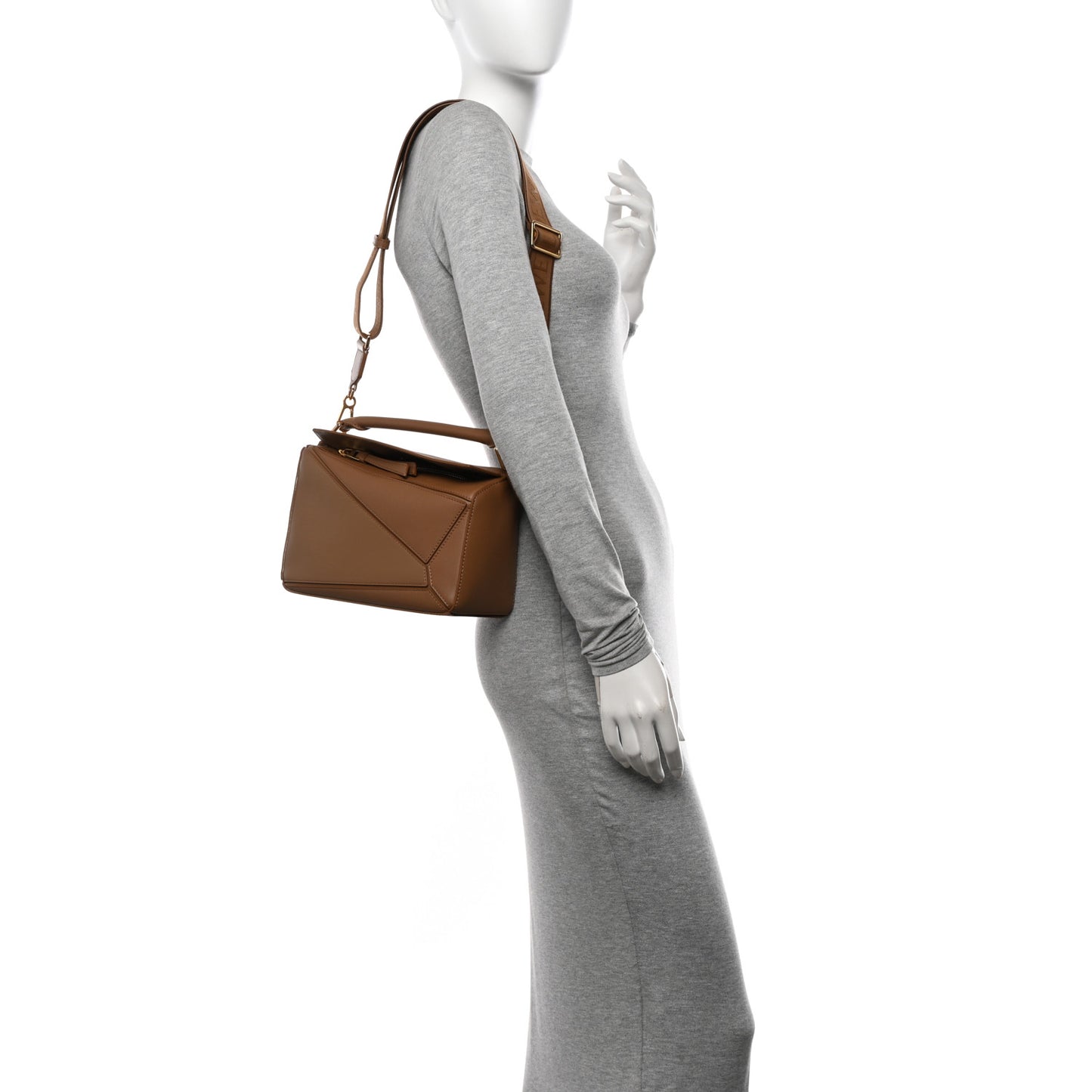 Satin Calfskin Small Puzzle Bag Oak