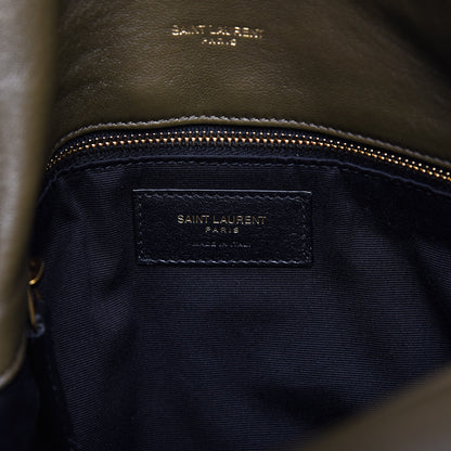 Saint Laurent Lambskin Quilted Medium Loulou Puffer Monogram Chain Satchel Seaweed 9 of 11