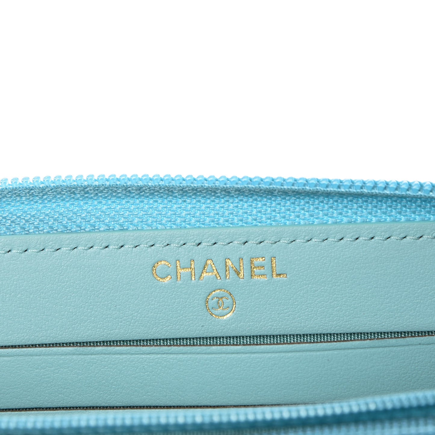 Caviar Quilted Small Boy Zip Around Wallet Light Blue
