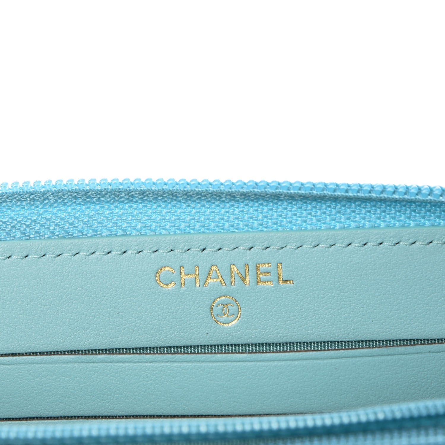 Chanel Caviar Quilted Small Boy Zip Around Wallet Light Blue 9 of 11