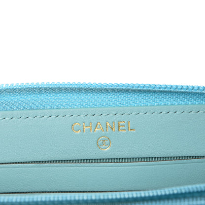 Chanel Caviar Quilted Small Boy Zip Around Wallet Light Blue 9 of 11