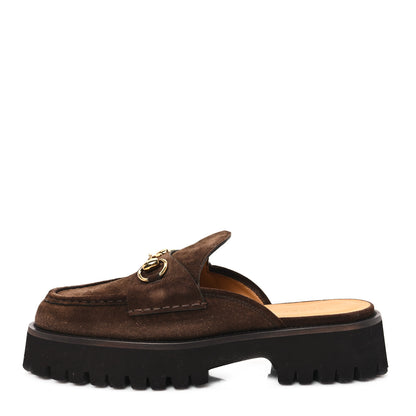 Gucci Suede Horsebit Platform Mules 39 Washed Brown 1 of 10