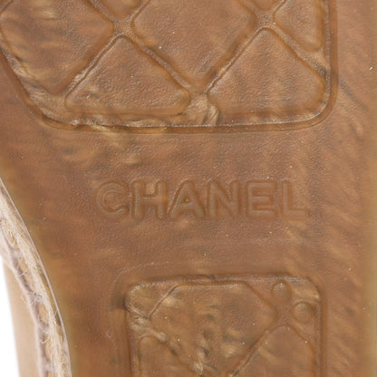 Chanel Lambskin Camellia CC Espadrilles 39 Beige Black 9 of 11