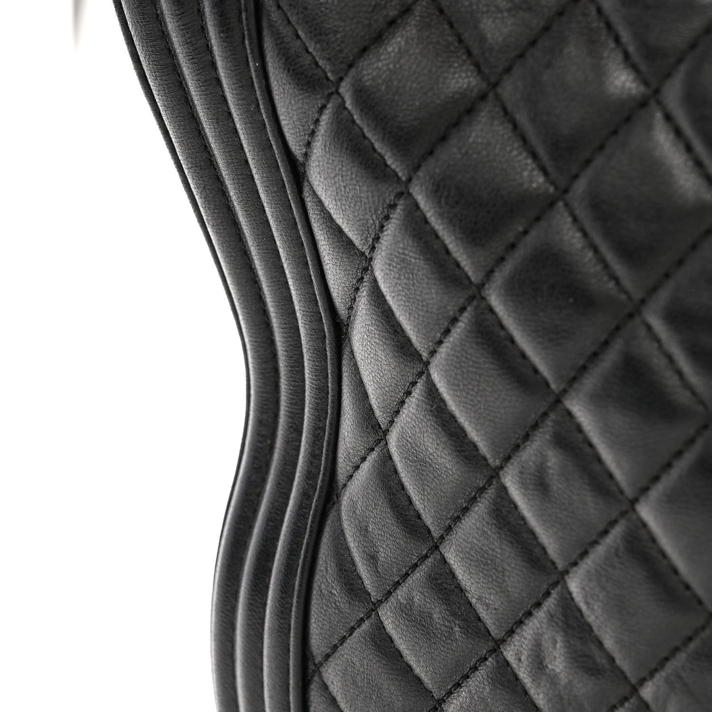 Calfskin Quilted Large Boy Flap Black