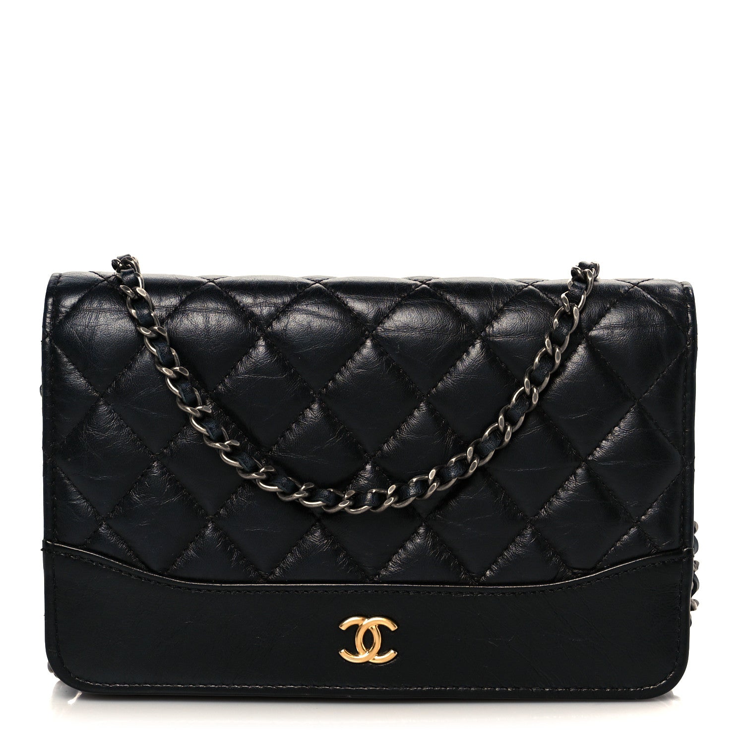 Chanel Aged Calfskin Quilted Gabrielle Wallet On Chain WOC Black 1 of 11