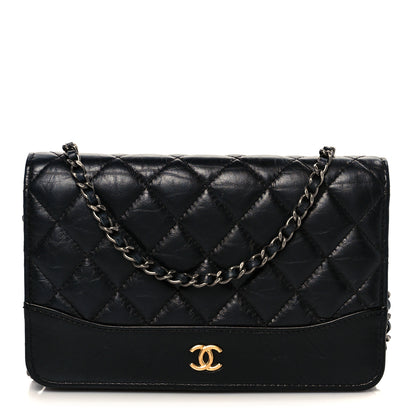 Chanel Aged Calfskin Quilted Gabrielle Wallet On Chain WOC Black 1 of 11