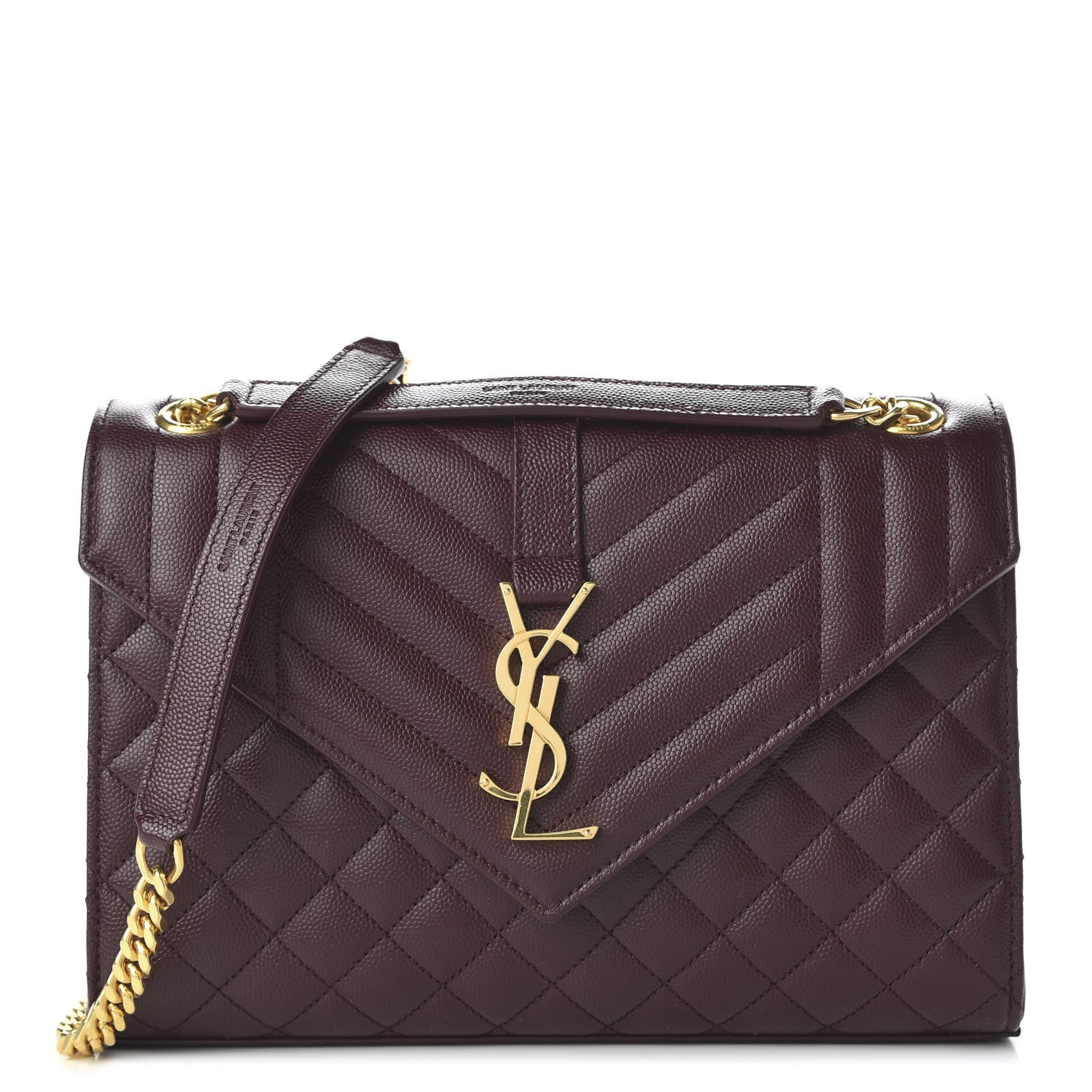 Saint Laurent Grain De Poudre Textured Mixed Matelasse Medium Triquilt Monogram Satchel Rouge Legion 1 of 9
