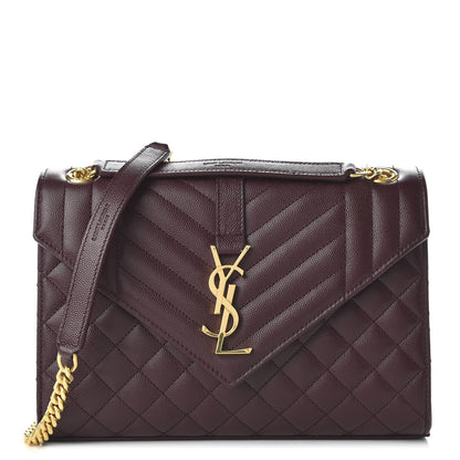 Saint Laurent Grain De Poudre Textured Mixed Matelasse Medium Triquilt Monogram Satchel Rouge Legion 1 of 9