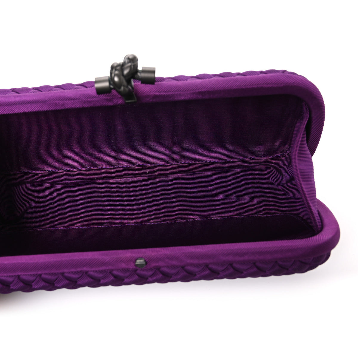 Bottega Veneta Silk Faille Intrecciato Knot Clutch Purple 5 of 6