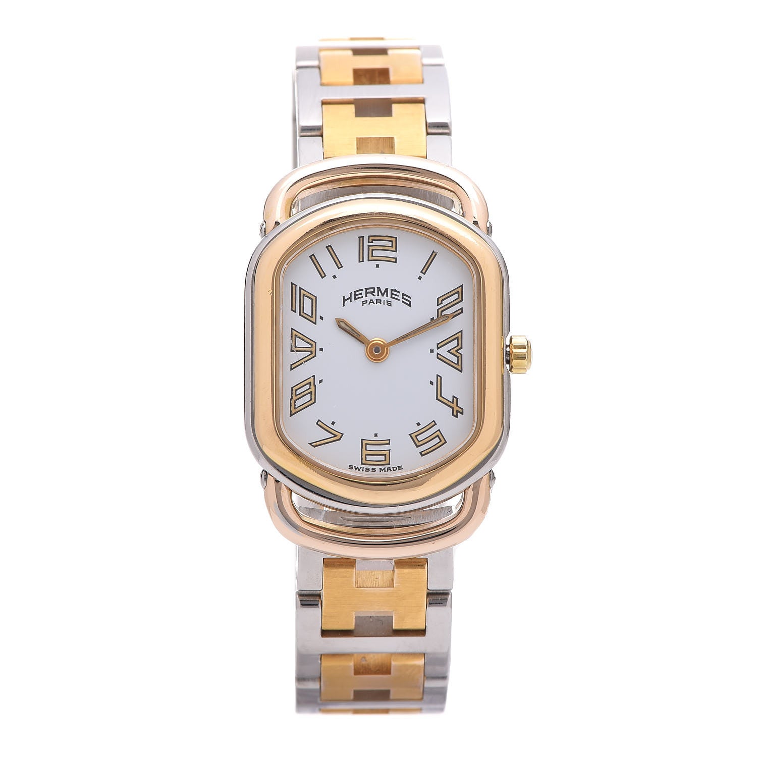 Hermes Stainless Steel 20mm Rallye Quartz Watch Gold 1 of 8