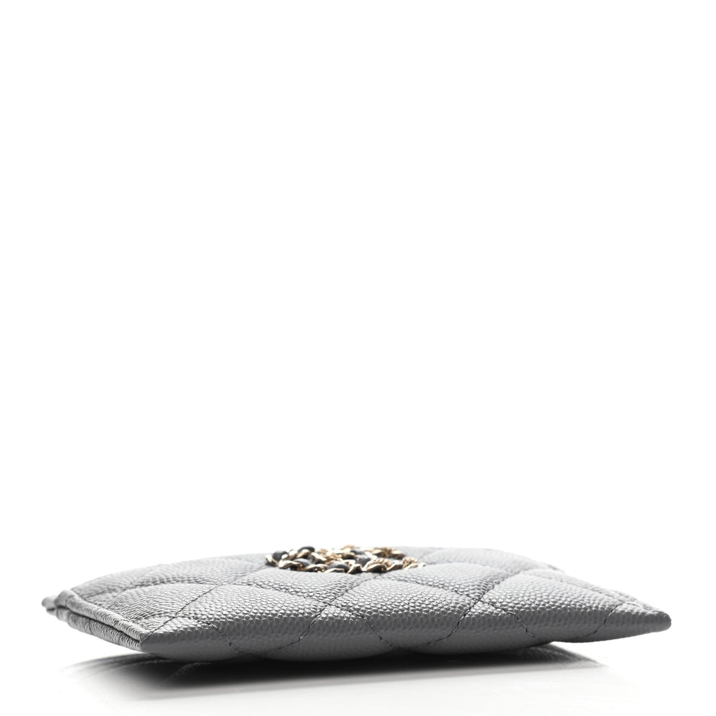 Caviar Quilted French New Wave Card Holder Grey