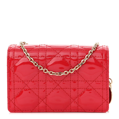 Christian Dior Patent Cannage Nano Lady Dior Pouch Red 1 of 8