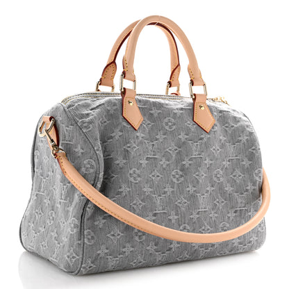 Louis Vuitton Monogram Denim Speedy Soft 30 Washed Gray 3 of 11