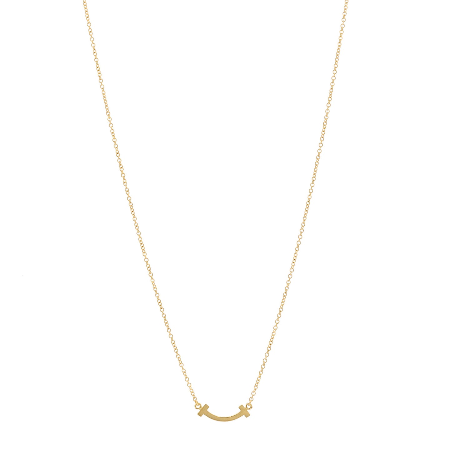 18K Yellow Gold Mini T Smile Pendant Necklace