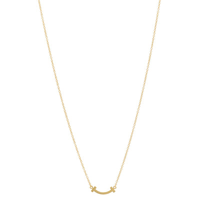Tiffany 18K Yellow Gold Mini T Smile Pendant Necklace 1 of 5