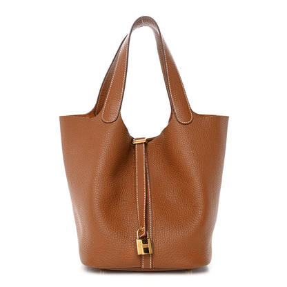 Hermes Taurillon Clemence Picotin Lock 22 MM Gold 1 of 12