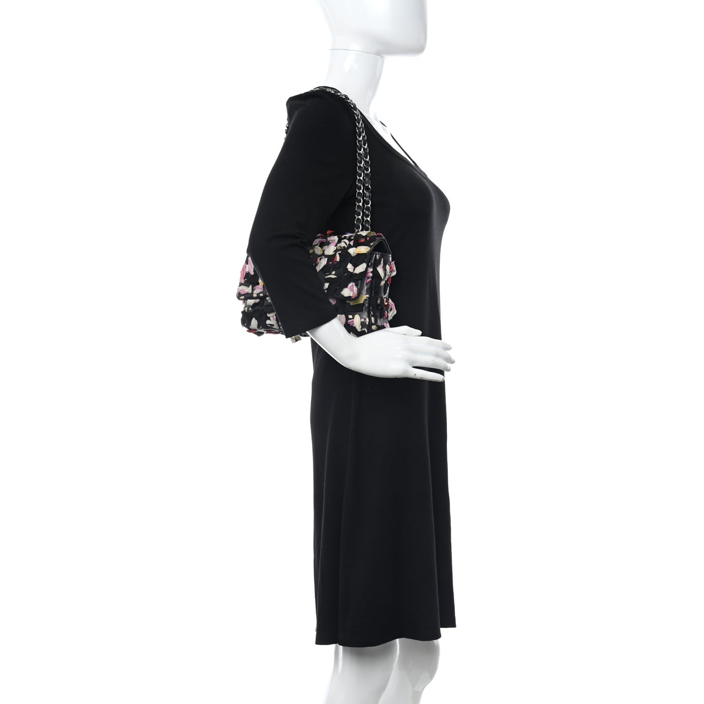 Silk Lambskin Ribbon Classic Flap Bag Black Multicolor