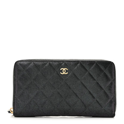 Chanel Iridescent Caviar Quilted Large Zip Around Organizer Wallet Black 1 of 12