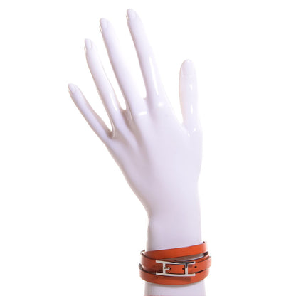 Hermes Tadelakt Hapi 3 MM Triple Tour Wrap Bracelet Size Medium Orange 2 of 9