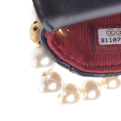 Chanel Calfskin Quilted About Pearls Card Holder Flap With Chain Black 10 of 11