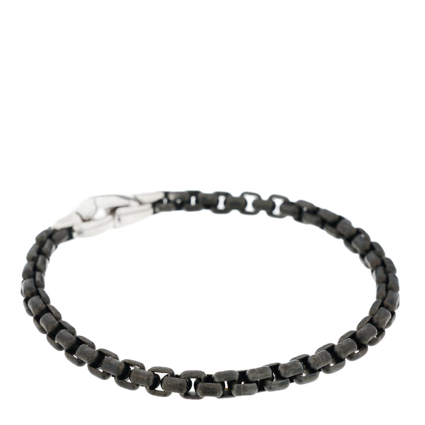 Sterling Silver Darkened Stainless Steel Box Chain Bracelet