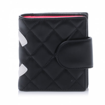 Chanel Calfskin Quilted Bi-fold Wallet Black White 3 of 7