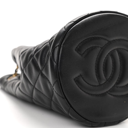 Chanel Lambskin Quilted Pearl Crush Drawstring Bag Black 9 of 11