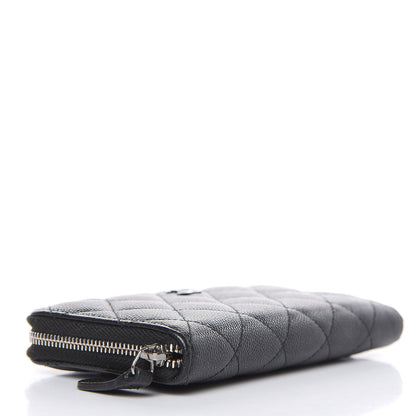 Chanel Metallic Caviar Quilted Medium Zip Around Wallet Black 4 of 11